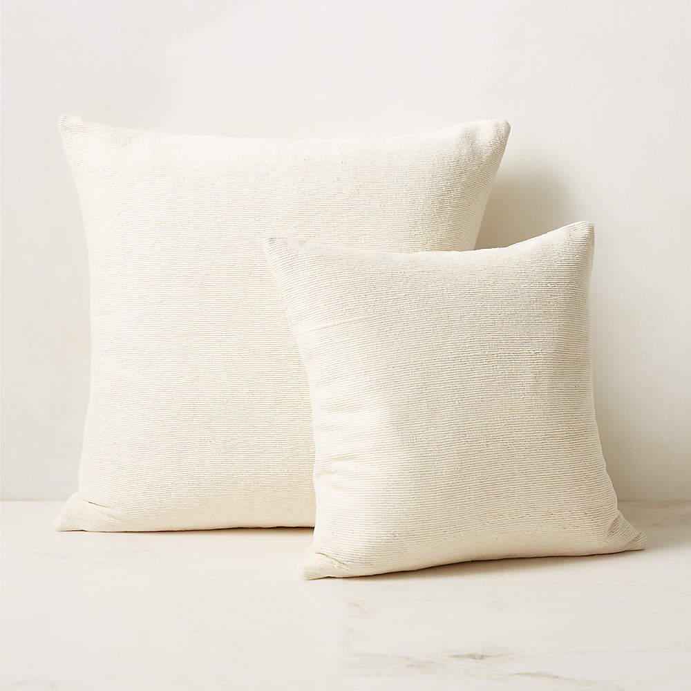 Cream linen throw online pillows