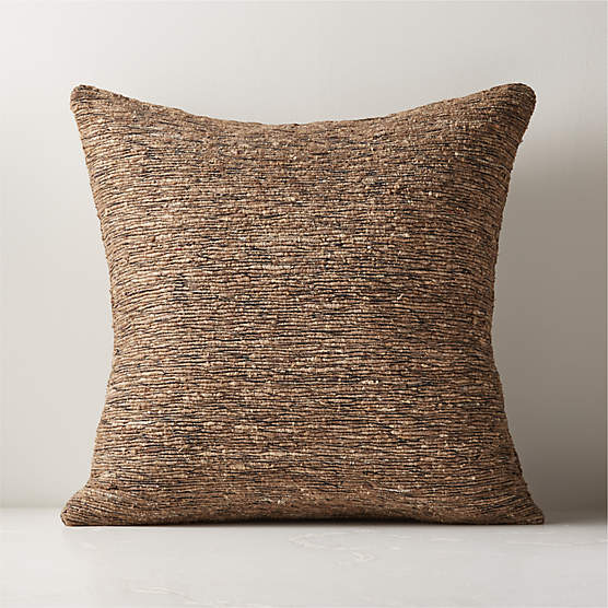 Raj Brown Silk Modern Throw Pillow with DownAlternative Insert 20
