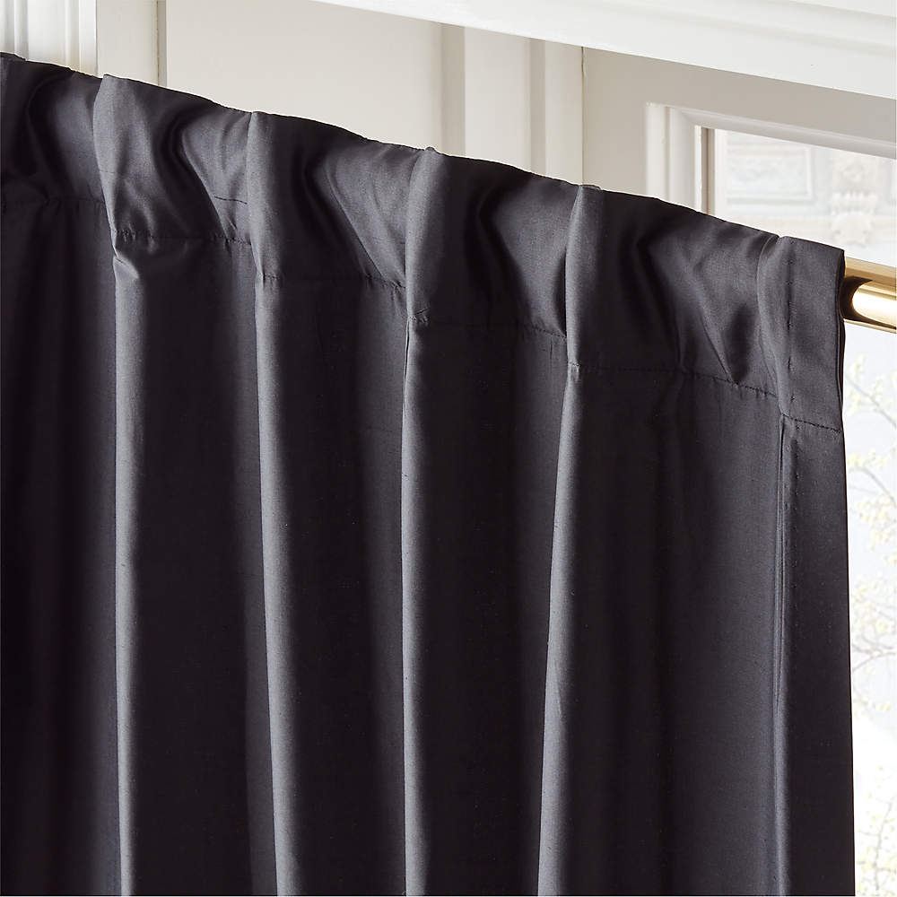 Seda Black Dupioni Silk Window Curtain Panel 48''x84''
