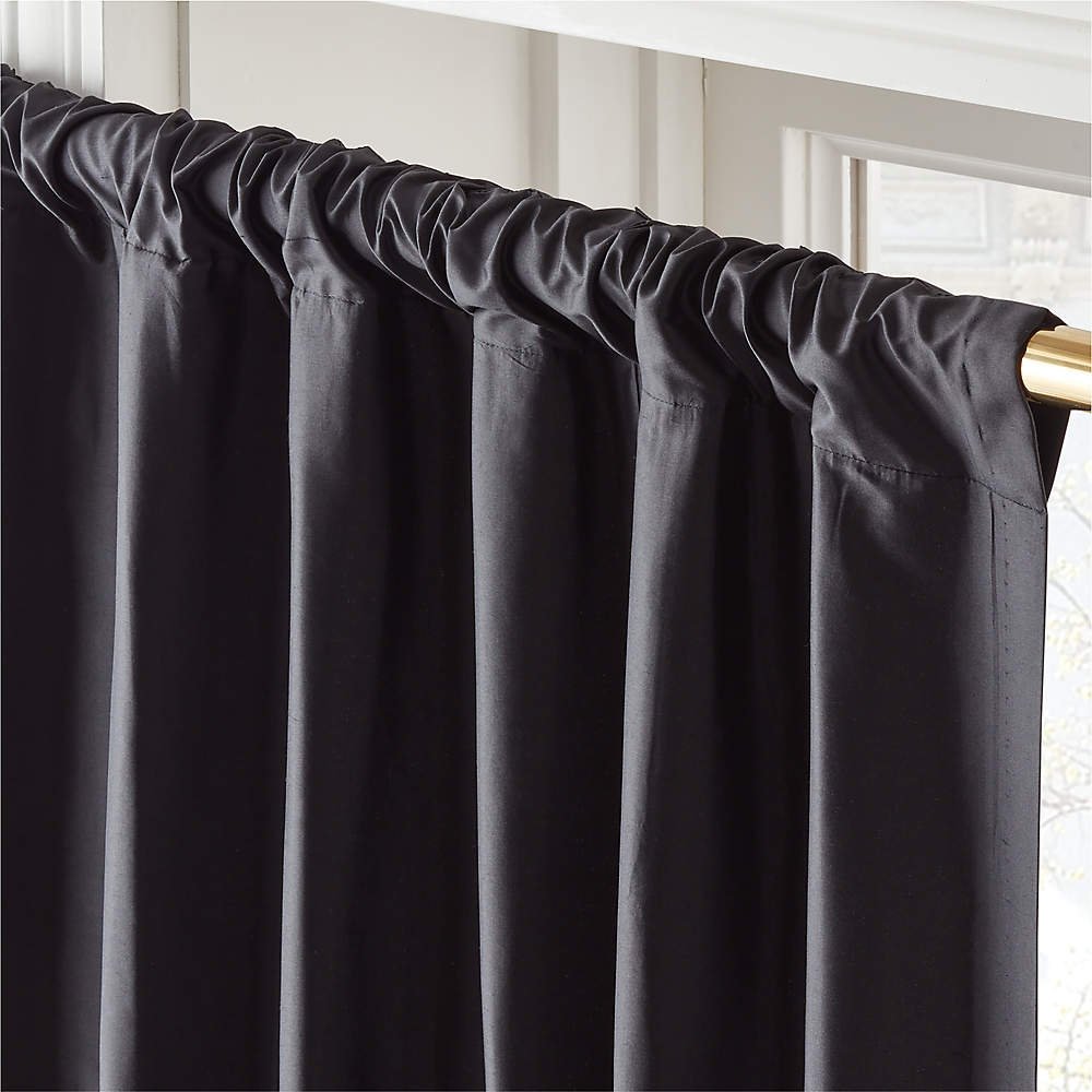 Harlow Black Striped Linen-Blend Sheer Window Curtain Panel 48