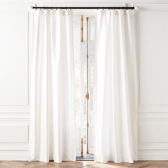 Seda Bright White Dupioni Silk Window Curtain Panel 48''x84''