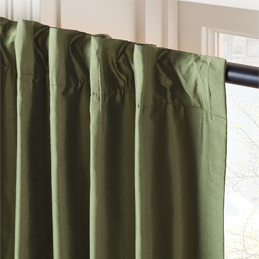 Seda Olive Green Dupioni Silk Window Curtain Panel