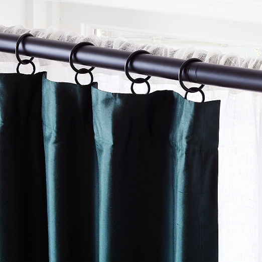 Seda Dark Green Dupioni Silk Window Curtain Panel