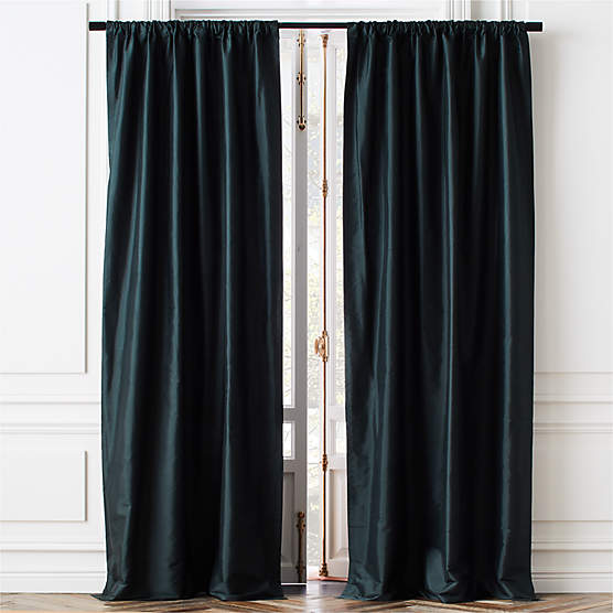 Seda Dark Green Dupioni Silk Window Curtain Panel 48"x84"