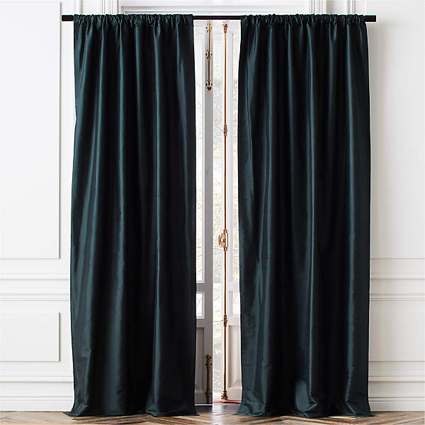 Seda Silk Dupioni Green Curtain Panel Cb2, Silk Dupioni Curtains