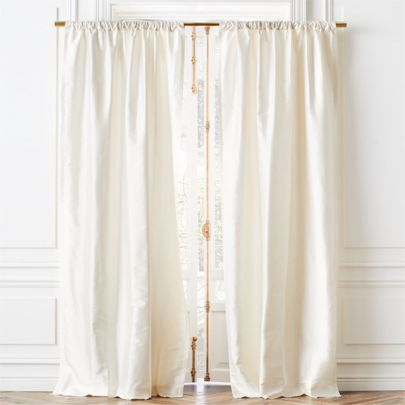 Seda Warm White Dupioni Silk Window Curtain Panel 48"x96" - image 0 of 6