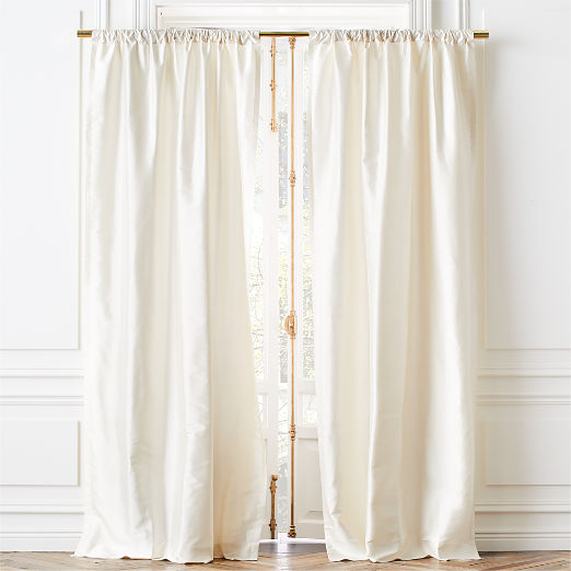 Seda Warm White Dupioni Silk Window Curtain Panel