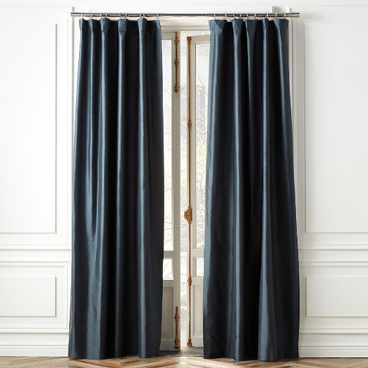 Seda Deep Blue Dupioni Silk Curtain Panel