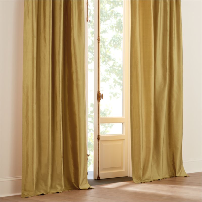 Seda Smoked Yellow Dupioni Silk Window Curtain Panel 48"x108" - image 0 of 6