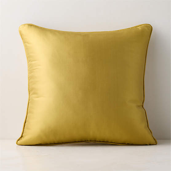 Seda Smoked Yellow Dupioni Silk Throw Pillow with Down-Alternative Insert 20"x20"