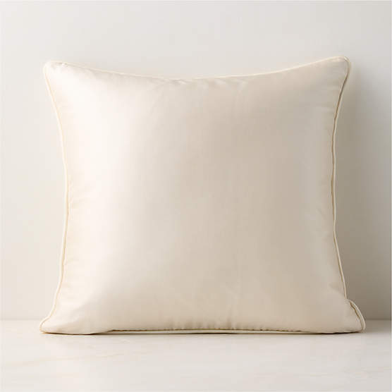 Seda Warm White Dupioni Silk Throw Pillow with Down-Alternative Insert 20"x20"