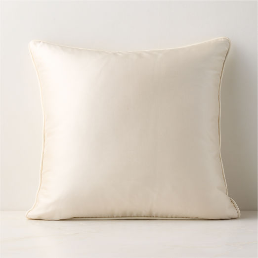 Seda Warm White Dupioni Silk Throw Pillow 20"x20"