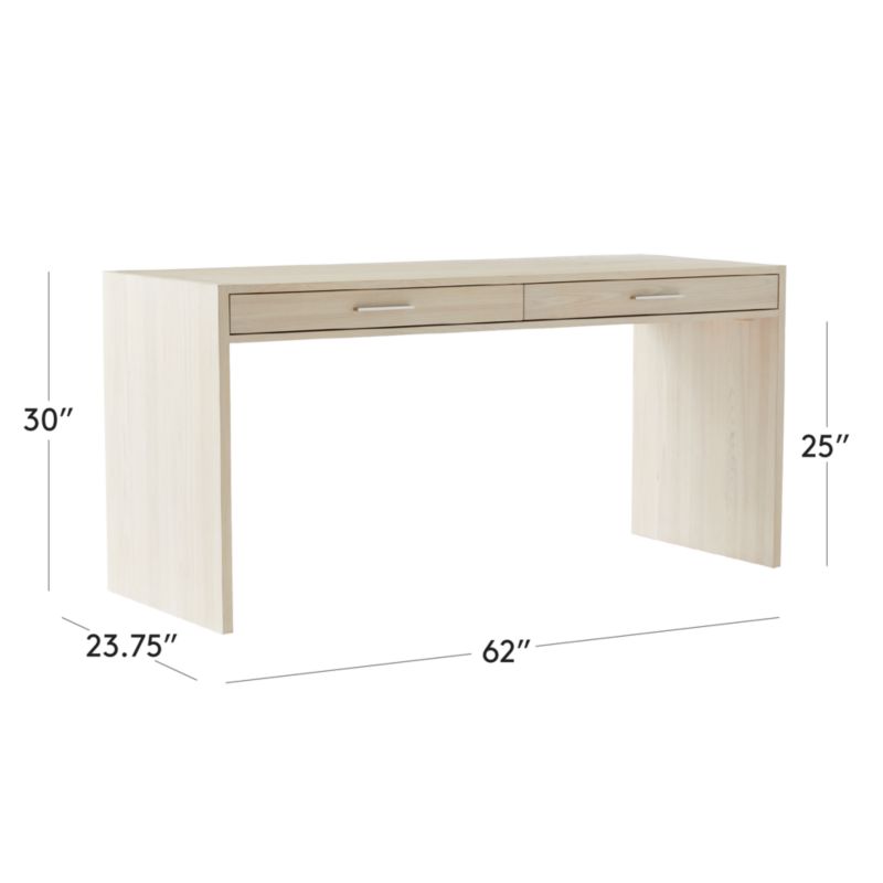 View Segnato 2-Drawer White Wood Desk - image 3 of 10