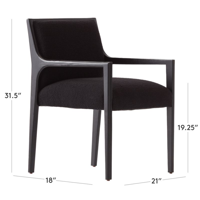 View Segur Black Boucle Dining Armchair - image 3 of 9