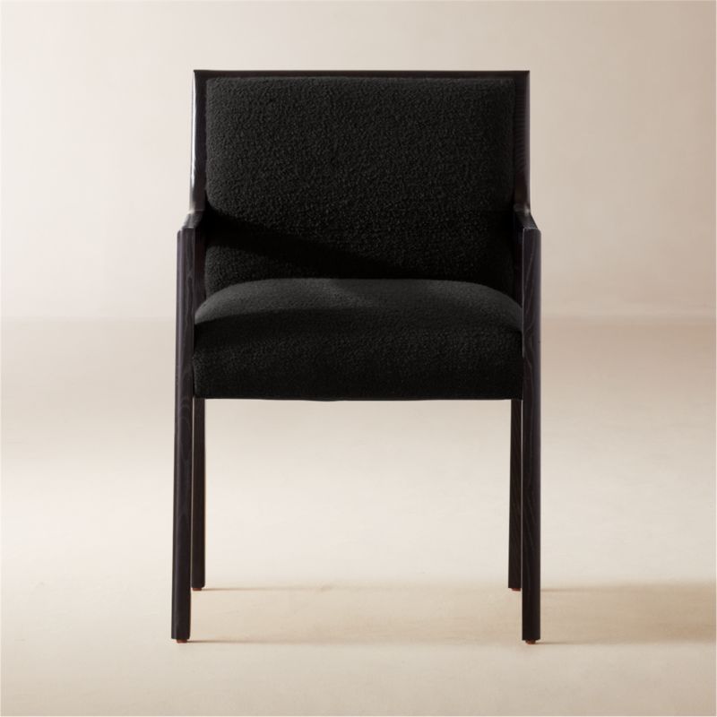 Segur Black Boucle Dining Armchair - image 0 of 9