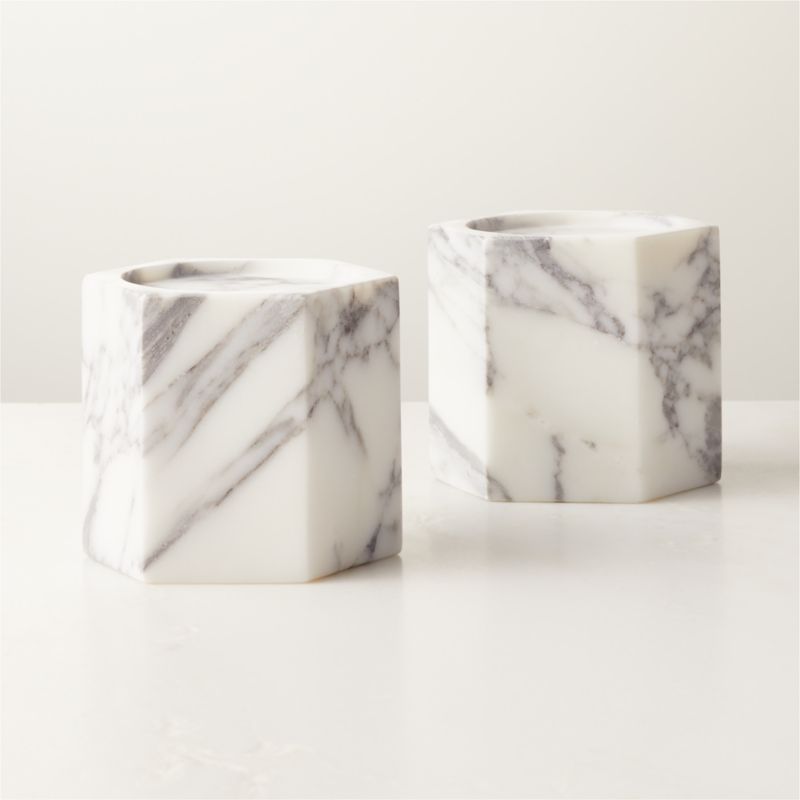 Sei White Marble Pillar Candle Holder - image 3 of 6