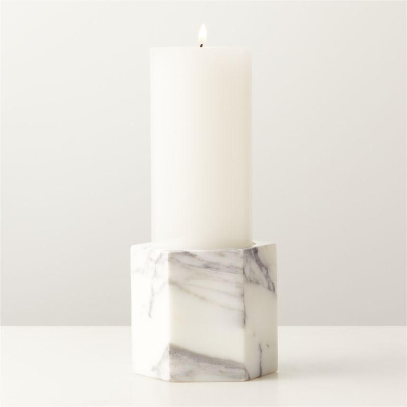 Sei White Marble Pillar Candle Holder - image 2 of 6