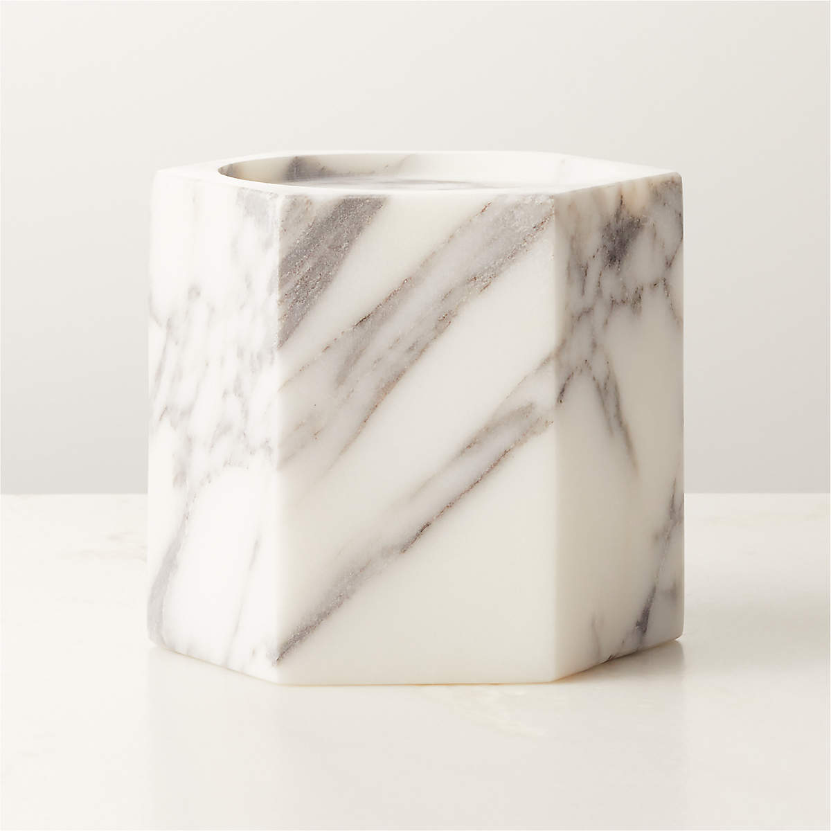 Sei White Marble Modern Pillar Candle Holder + Reviews | CB2 Canada