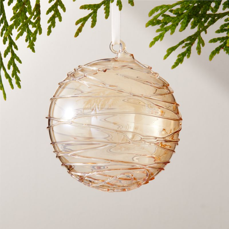 Seine Round Amber Glass Christmas Tree Ornament 4" - image 0 of 5