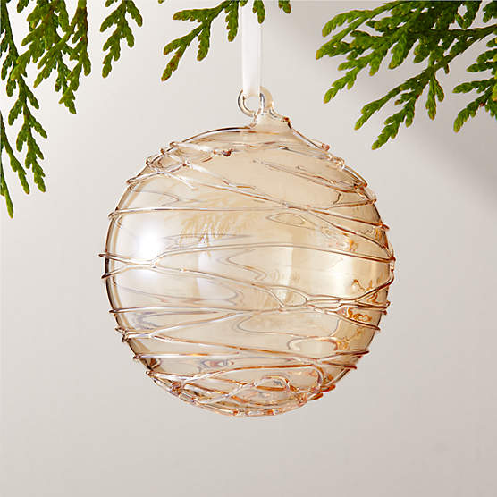 Seine Round Amber Glass Christmas Tree Ornament 4"