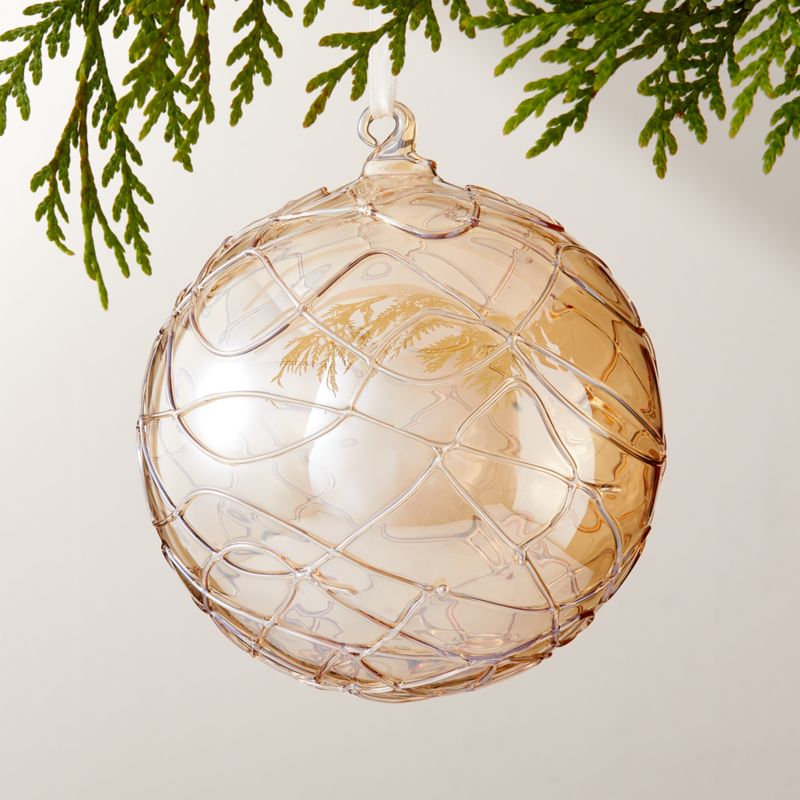 Seine Round Amber Glass Christmas Tree Ornament 5.5" - image 0 of 5