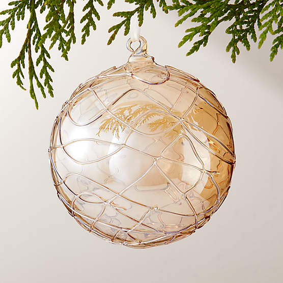 Seine Round Amber Glass Christmas Tree Ornament 5.5"