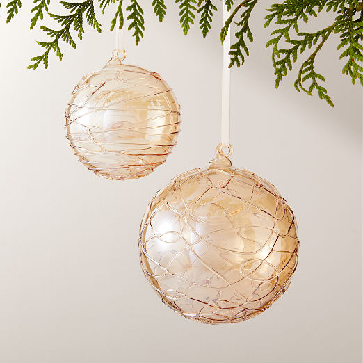 Seine Round Amber Glass Christmas Tree Ornaments