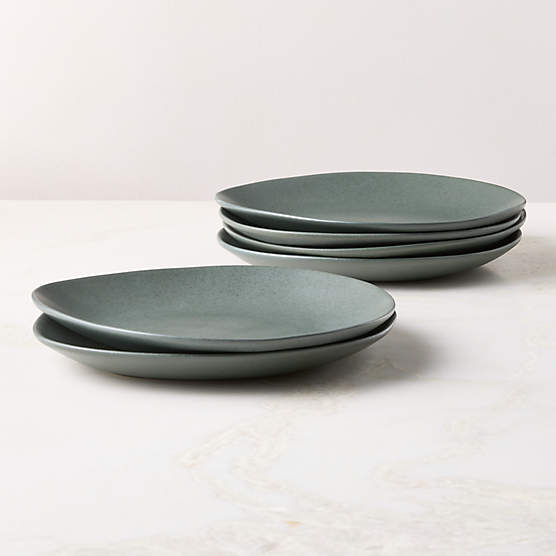 Selene Green Stoneware Dinner Plates Set of 6