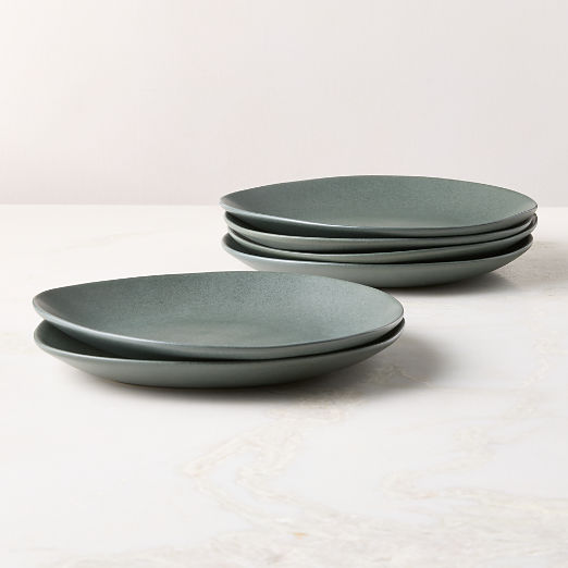 Selene Green Stoneware Dinner Plates Set of 6