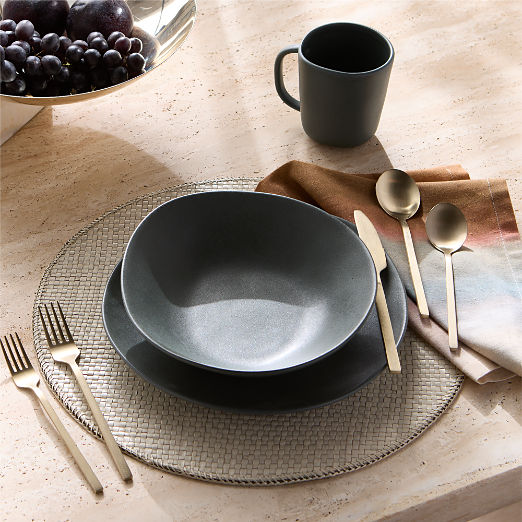 Selene Green Stoneware Pasta Bowls Set of 6