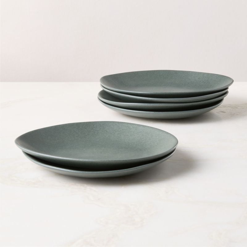 View Selene Green Stoneware Salad Plates Set of 6 details