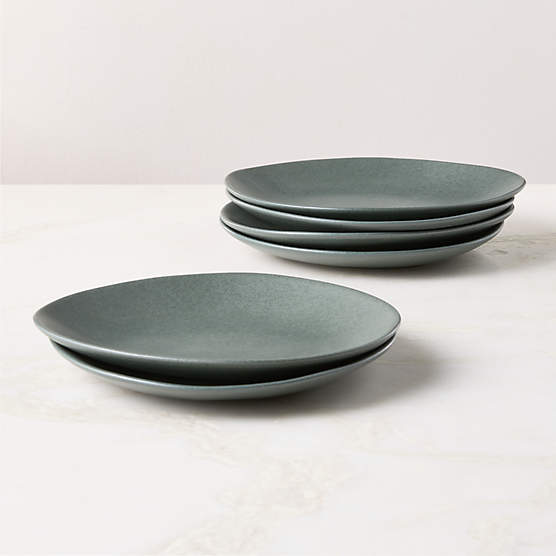 Selene Green Stoneware Salad Plates Set of 6