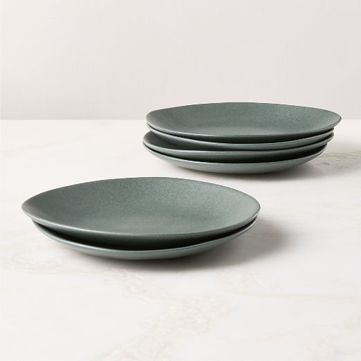 Selene Green Stoneware Salad Plates Set of 6