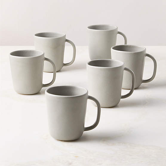 Selene Grey Stoneware Mugs Set of 6
