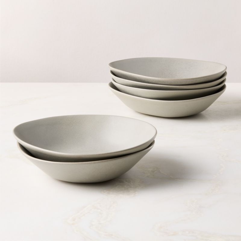 View Selene Grey Stoneware Pasta Bowls Set of 6 details