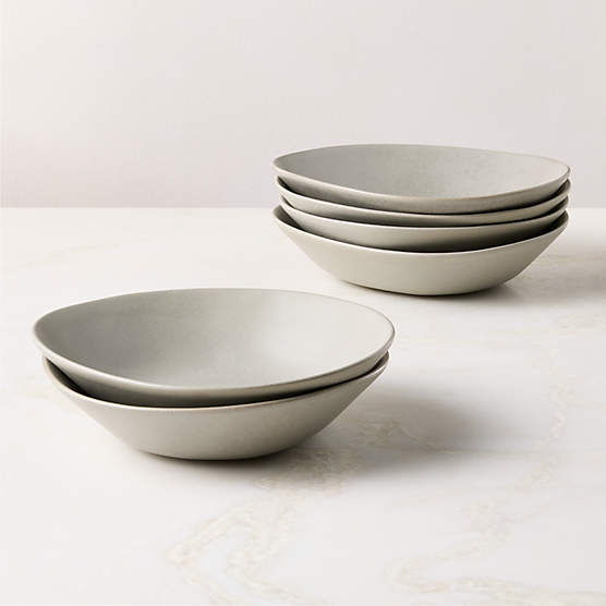 Selene Grey Stoneware Pasta Bowls Set of 6