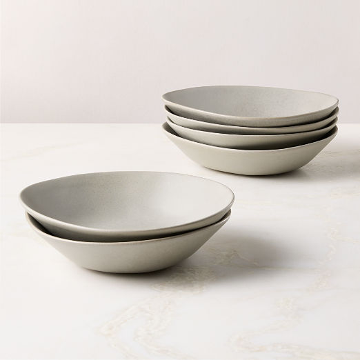 Selene Grey Stoneware Pasta Bowls Set of 6