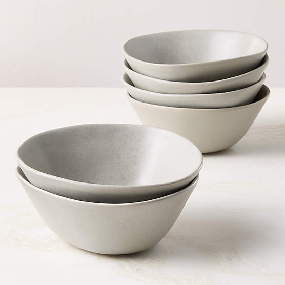 Selene Grey Stoneware Soup Bowls Set of 6