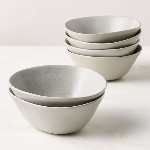 Selene Grey Stoneware Soup Bowls Set of 6