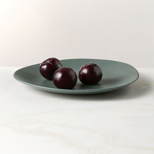 Selene Green Round Stoneware Serving Platter