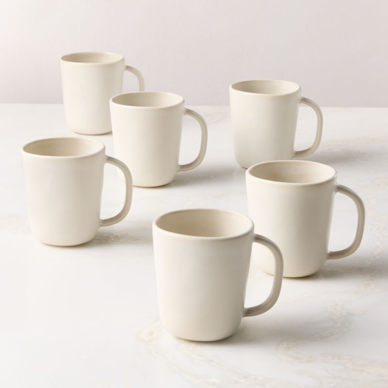 View Selene Ivory Stoneware Mugs Set of 6 details