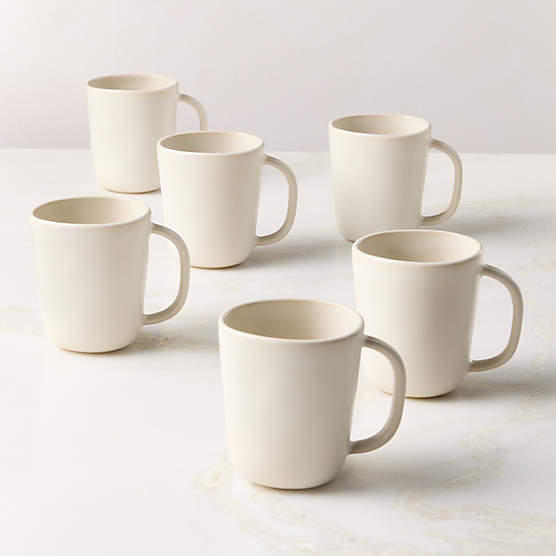 Selene Ivory Stoneware Mugs Set of 6