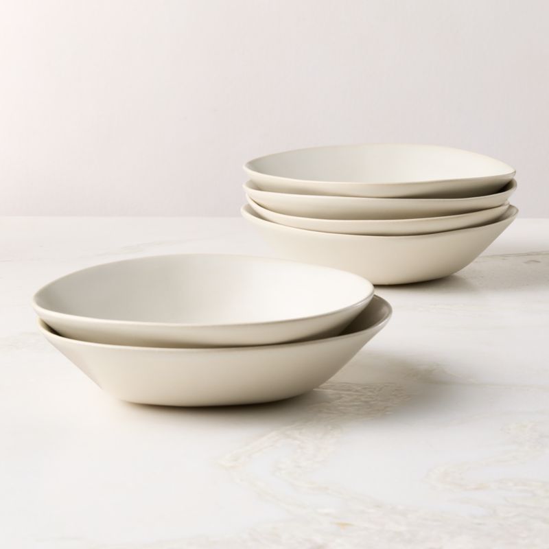 View Selene Ivory Stoneware Pasta Bowls Set of 6 details