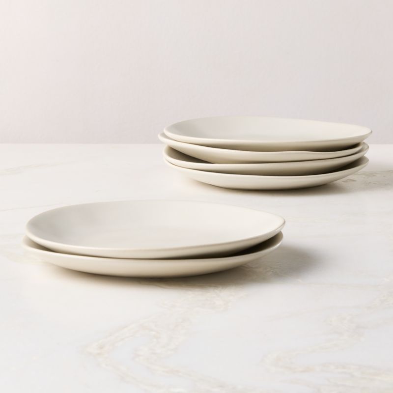 View Selene Ivory Stoneware Salad Plates Set of 6 details