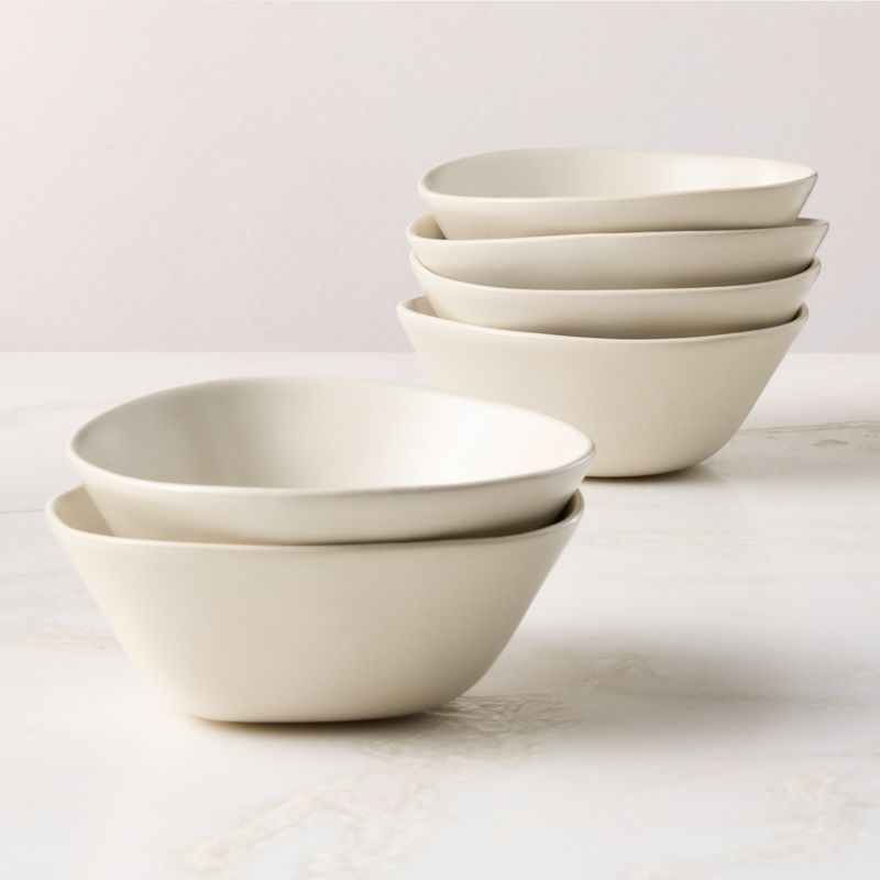 View Selene Ivory Stoneware Soup Bowls Set of 6 details