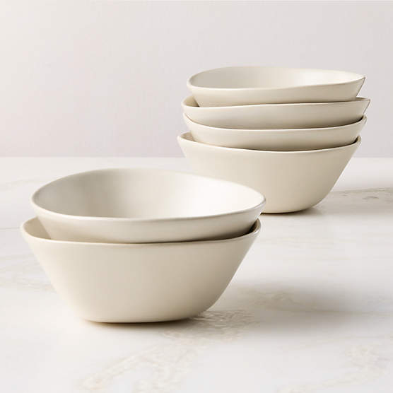 Selene Ivory Stoneware Soup Bowls Set of 6