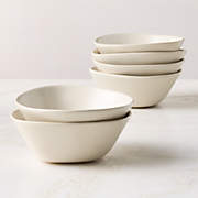 Selene Ivory Stoneware Soup Bowls Set of 6 | CB2