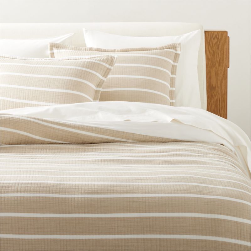 Selene Organic Cotton Gauze Sand Stripe Full/Queen Duvet Cover - image 0 of 3