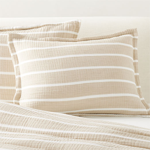 Selene Organic Cotton Gauze Sand Stripe Standard Pillow Shams Set of 2