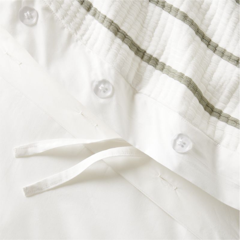 Selene Organic Cotton Gauze White Stripe Full/Queen Duvet Cover - image 1 of 3